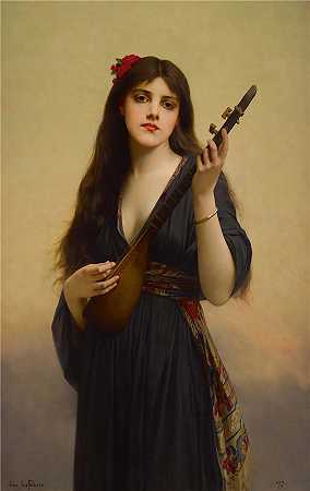 儒勒·约瑟夫·列斐伏尔（Jules Joseph Lefebvre，法国画家）-(拉琵琶的女人 (1879))