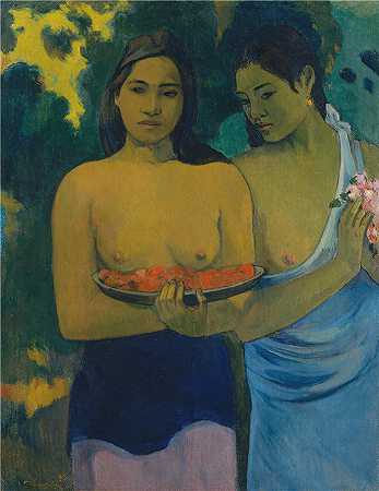 保罗·高更（Paul Gauguin，法国画家）-(两名大溪地妇女 (1899))