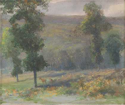 ĽudovítČordák（匈牙利画家）-(有鹿的小树林（1905 年）)