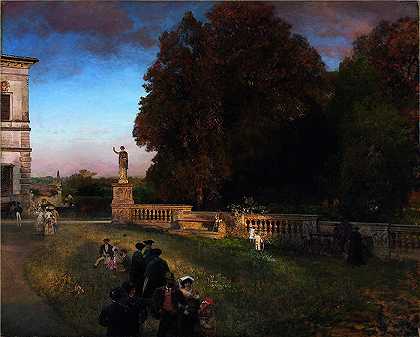 奥斯瓦尔德·阿亨巴赫（Oswald Achenbach，德国画家）-(在博尔盖塞别墅公园（1886 年）)