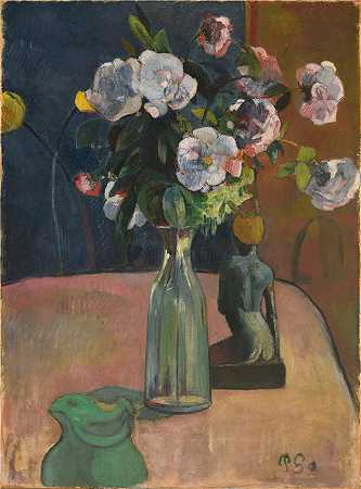保罗·高更（Paul Gauguin，法国画家）-(玫瑰与小雕像 (1889))