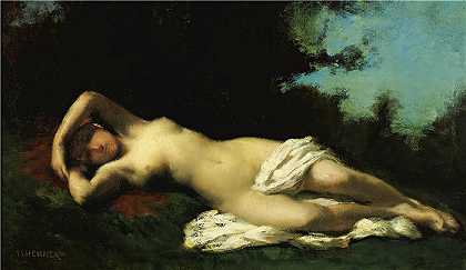 让-雅克·亨纳 (Jean-Jacques Henner，法国画家)-(树木繁茂的景观中的仙女)
