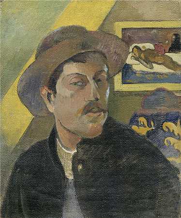 保罗·高更（Paul Gauguin，法国画家）-(戴帽子的自画像（1893 – 1894）)