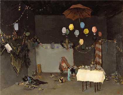 拉蒙·卡萨斯（Ramon Casas，西班牙画家）-(工作室内部（约 1883 年）)