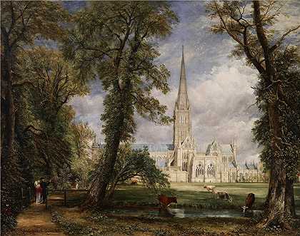约翰·康斯特布尔（John Constable，英国画家）-(主教花园的索尔兹伯里大教堂（1826 年）)