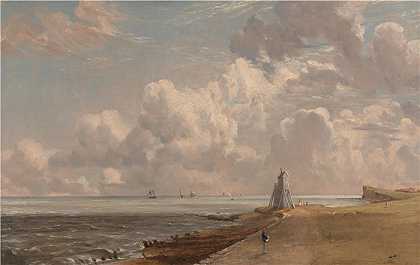 约翰·康斯特布尔（John Constable，英国画家）-(Harwich-低灯塔和灯塔山（约 1820 年）)