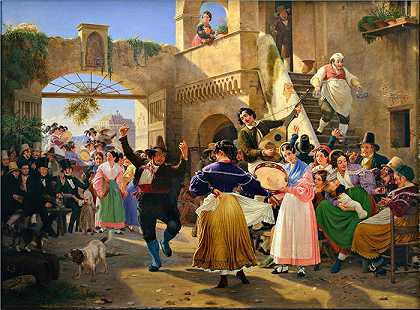 威廉·马斯特兰德（Wilhelm Marstrand，丹麦画家）-罗马人在 Osteria 欢聚一堂（1839 年）