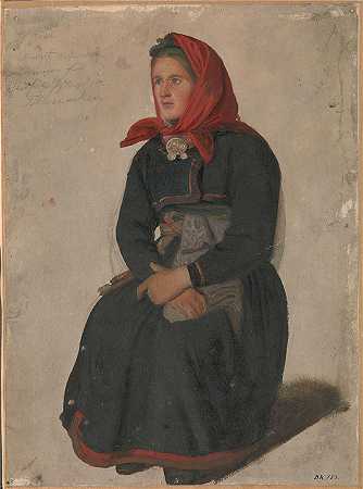 阿道夫·泰德曼（ Adolph Tidemand，挪威画家）-(泰勒马克的农妇（1844）)