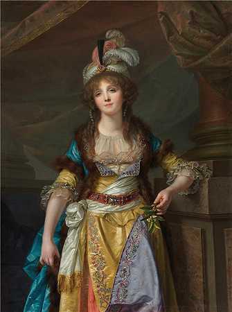 让-巴蒂斯特·格鲁兹（Jean-Baptiste Greuze，法国画家）-(一位身着土耳其化装的女士肖像（约 1790 年）)