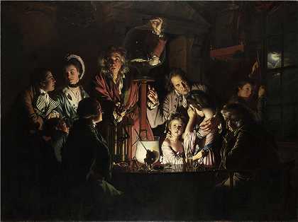 约瑟夫·赖特（Joseph Wright，英国画家）-(空气泵中鸟的实验（1768 年）)