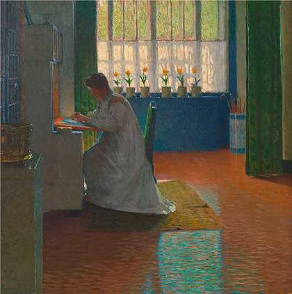 卡尔·摩尔（Carl Moll，奥地利画家）-(写作秘书安娜·摩尔（1903年左右）)