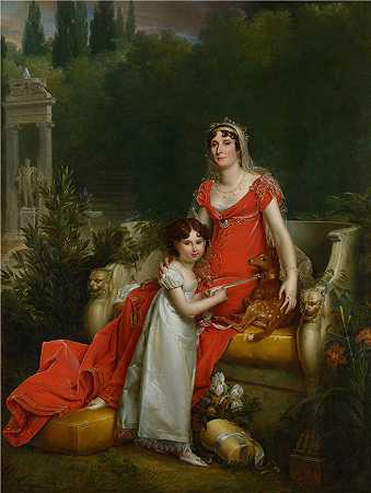 弗朗索瓦·杰拉德（Franois Gérard，法国画家）_ Elisa Bonaparte 和她的女儿 Napoleona Baciocchi（超）