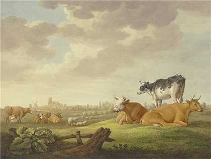 阿尔伯特·库普（Aelbert Cuyp，荷兰画家）-(草地上牛羊与送奶人)