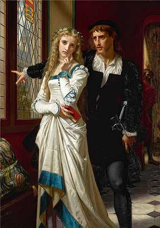 于格·梅尔（Hugues Merle,法国画家）-(哈姆雷特与奥菲莉亚 (1873))