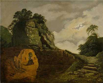 约瑟夫·赖特（Joseph Wright，英国画家）-(月光下的维吉尔)