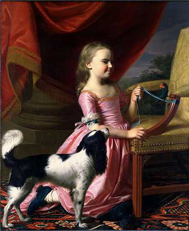 约翰·辛格尔顿·科普利 (John Singleton Copley，美国画家)-(有一只鸟和一条狗的年轻女士)