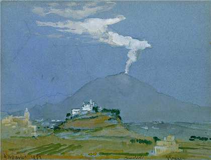 亚瑟·鲍文·戴维斯（Arthur Bowen Davies ，美国画家）-(景观（Camaldoli）（1911）)