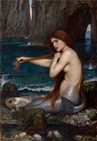 约翰·威廉姆·沃特豪斯(John William Waterhouse，英国画家) -(美人鱼 (1900))