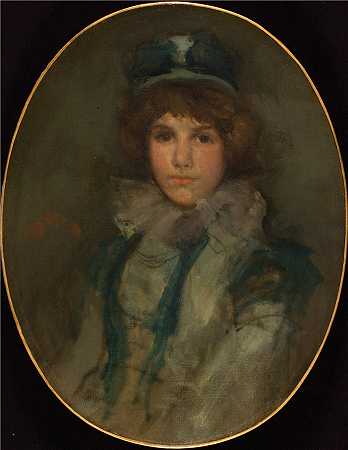 詹姆斯·麦克尼尔·惠斯勒(James McNeill Whistler，美国画家)-(蓝色和珊瑚色；小蓝帽 (1898))