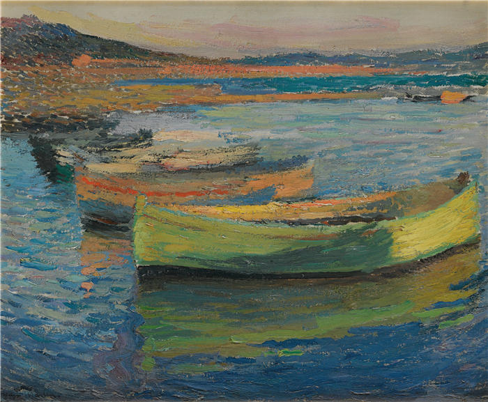 亨利·吉恩·纪尧姆·马丁 Henri-Jean Guillaume Martin，法国画家）高清作品-《科利乌尔附近的船只 约1910年）》