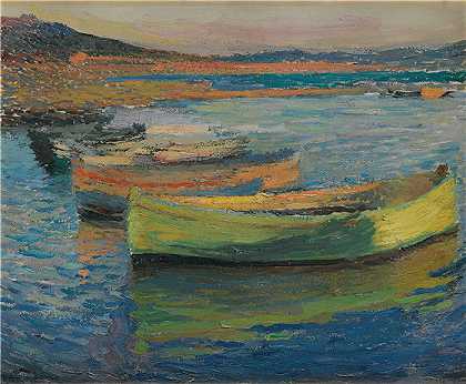 亨利·吉恩·纪尧姆·马丁（Henri-Jean Guillaume Martin，法国画家）-(科利乌尔附近的船只（约1910年）)