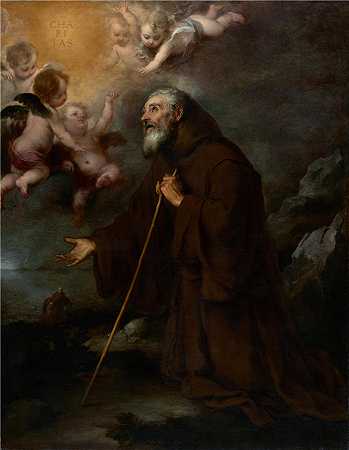 巴托洛梅·埃斯特班·穆里略（Bartolomé Esteban Murillo，西班牙画家）-(保拉的圣弗朗西斯的愿景（1670）)