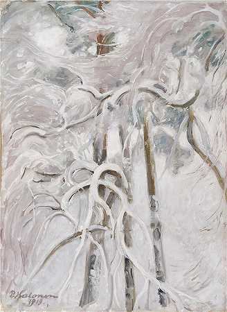 佩卡·哈洛宁(Pekka Halonen，芬兰画家）-(白雪皑皑的松树（1919）)