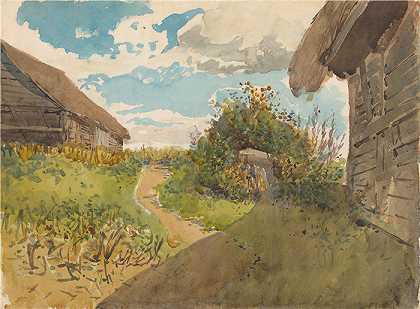 拉迪斯拉夫·梅德尼亚斯基（Ladislav Mednyánszky，匈牙利画家）-(Haylofts之间的风景（1878-1880）)