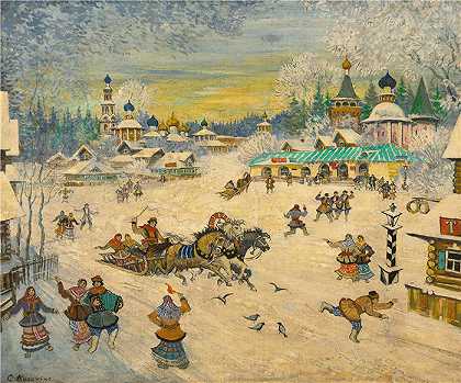 康斯坦丁·阿列克谢耶维奇·柯罗文（Konstantin Alexeevich Korovin，俄罗斯画家）-(城镇广场)