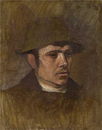 拉迪斯拉夫·梅德尼亚斯基（Ladislav Mednyánszky，匈牙利画家）-(戴帽子的工人头（1900）)