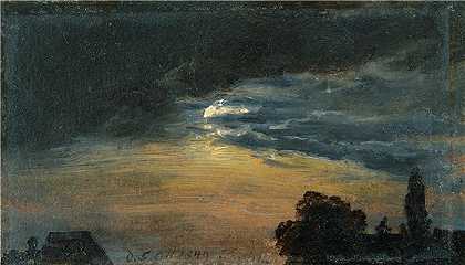 约翰·克里斯蒂安·达尔（Johan Christian Dahl，挪威画家）-(月光下的云（1849）)