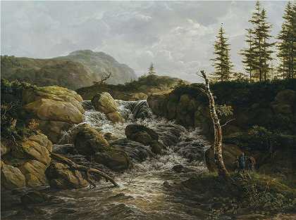 约翰·克里斯蒂安·达尔（Johan Christian Dahl，挪威画家）-(有瀑布的山地景观，挪威（1817 年）)