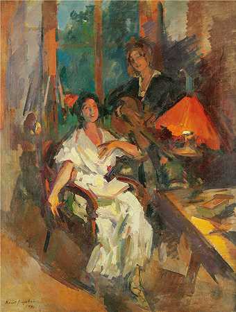 康斯坦丁·阿列克谢耶维奇·柯罗文（Konstantin Alexeevich Korovin，俄罗斯画家）-(晚间二重唱 (1921))