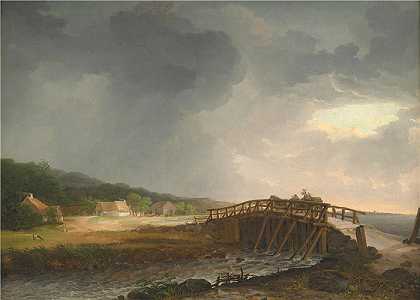 约翰·克里斯蒂安·达尔（Johan Christian Dahl，挪威画家）-(横跨 大桥，欣赏新西兰克厄的景色（1813 – 1816 年）)