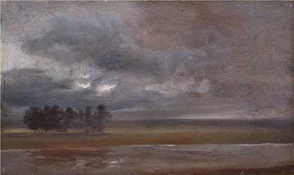 约翰·克里斯蒂安·达尔（Johan Christian Dahl，挪威画家）-(雨中的易北河)