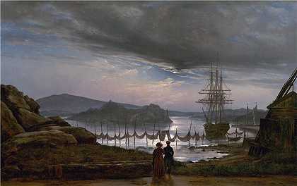 约翰·克里斯蒂安·达尔（Johan Christian Dahl，挪威画家）-(从克里斯蒂安尼亚附近的 Vaekero 观看（1827 年）)