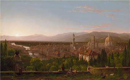 托马斯·科尔（Thomas Cole，美国画家）-(佛罗伦萨景观（1837 年）)