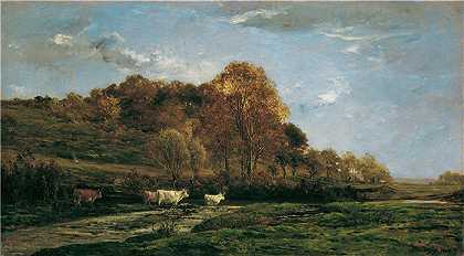 查尔斯·弗朗索瓦·杜比尼（Charles-Francois Daubigny，法国画家）-(秋天的草地傍晚的心情（1867）)