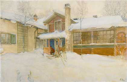 卡尔·拉尔森（ Carl Larsson，瑞典画家）-(我在冬天的乡村小屋，桑德伯恩 (1904))