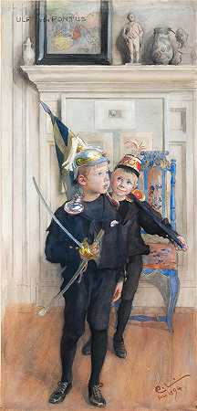 卡尔·拉尔森（ Carl Larsson，瑞典画家）-(乌尔夫和本都 (1894))