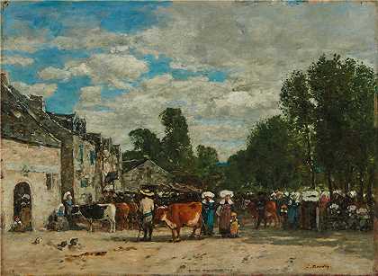 欧仁·布丁（Eugène Boudin，法国画家）-(布列塔尼广场 (1865-70))