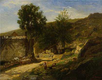 查尔斯·弗朗索瓦·杜比尼（Charles-Francois Daubigny，法国画家）-(村子入口)