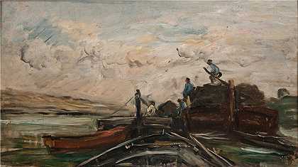 查尔斯·弗朗索瓦·杜比尼（Charles-Francois Daubigny，法国画家）-(河上的驳船)