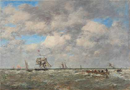 欧仁·布丁（Eugène Boudin，法国画家）-(海上，拉曼纽尔（1887）)
