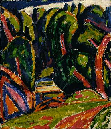 马斯登·哈特利（Marsden Hartley，美国画家）-(红树 (1910))