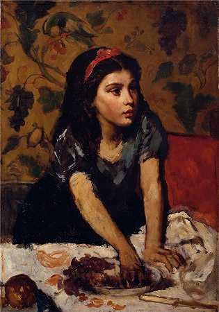 安东·罗马科（Anton Romako，奥地利画家）-(吃零食的女孩（1882）)