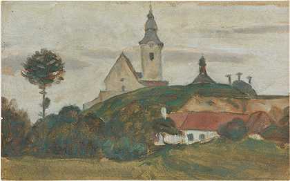 瓦尔特·加梅里斯（Walther Gamerith，奥地利画家）-(教堂和村庄景观（1922年）)