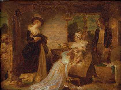 罗伯特·斯米尔克（ Robert Smirke，英国画家）作品-人类的七个时代-婴儿，“随你喜欢” (1798 – 1801)