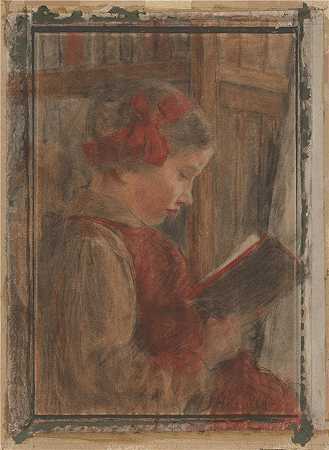 约瑟夫·哈努拉（Jozef Hanula，斯洛伐克画家）-(拿着书的女孩（1905-1910）)