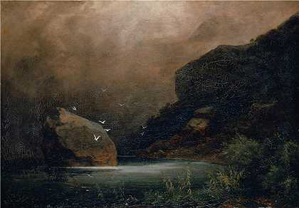 阿诺德·伯克林（瑞士画家 ，Arnold Böcklin）-(海鸥山湖 (1847))